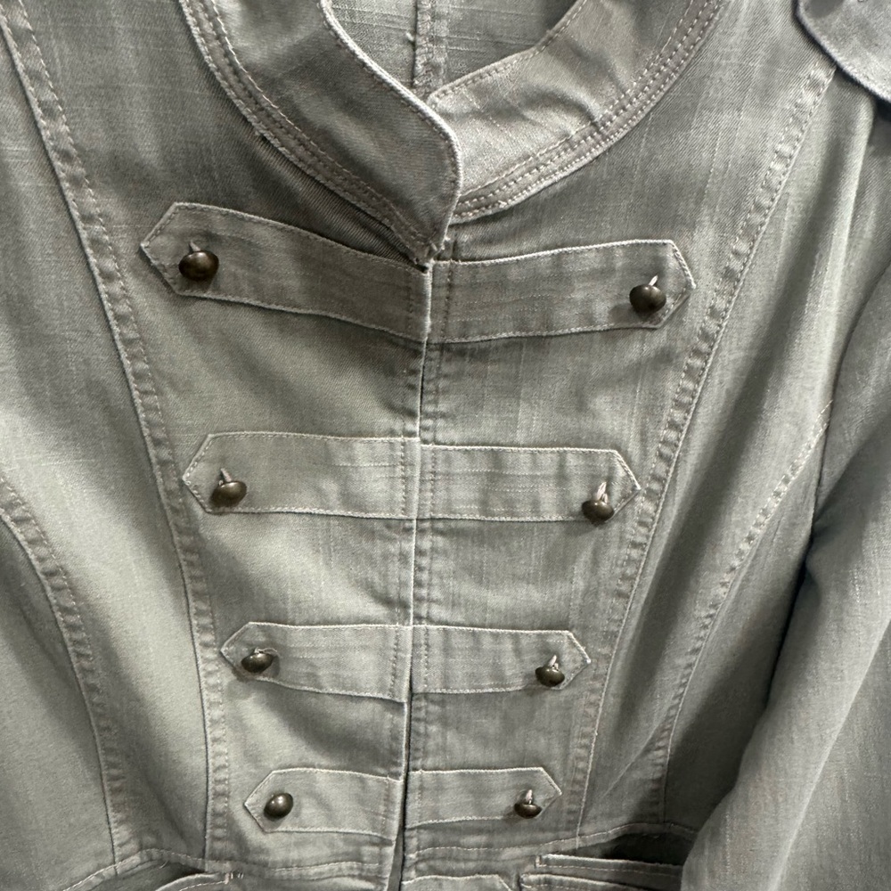 DKNY Jeans Camo Green Military-Style Button Front Jacket Size XL - Picture 4 of 16
